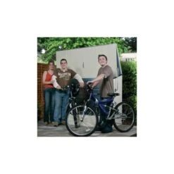 Abri à Vélos En Métal 1750L Crème 1,74m² + Kit D'ancrage TRIMETALS -Jardin Extérieur abri a velos en metal 1750l creme 174m trimetals 1