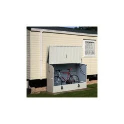 Abri à Vélos En Métal 1750L Crème 1,74m² + Kit D'ancrage TRIMETALS -Jardin Extérieur abri a velos en metal 1750l creme 174m trimetals 2