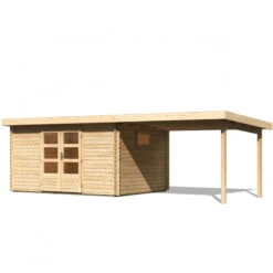 Abri De Jardin 11,49m² En Bois Massif 40mm Trittau 5 Avec Appentis 330cm – Karibu -Jardin Extérieur abri de jardin 1149m en bois massif 40mm trittau 5 avec appentis 330cm woodfeeling 2