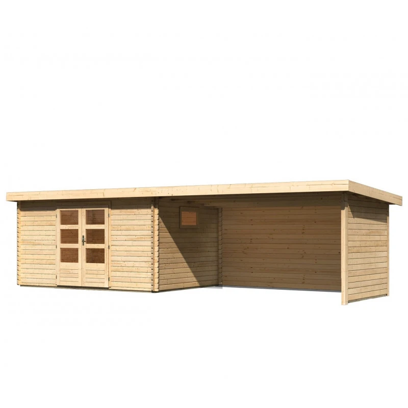 Abri De Jardin 11,49m² En Bois Massif 40mm Trittau 5 Avec Appentis 440cm, Paroi Arrière Et Latérale – Karibu 5 Abri De Jardin 11,49m² En Bois Massif 40mm Trittau 5 Avec Appentis 440cm, Paroi Arrière Et Latérale – Karibu – Image 3