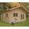 Abri De Jardin 25,81m² En Sapin Blanc FSC 40mm WEEKEND + Shingles Rouges - SOLID -Jardin Extérieur abri de jardin 2581m en sapin blanc fsc 40mm weekend shingles rouges solid