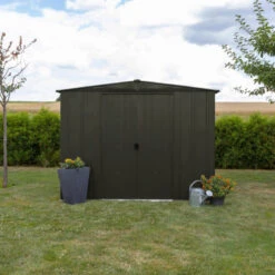 Abri De Jardin 4,58m² Toit Double Pente En Acier Galvanisé Noir Onyx Spacemaker -Jardin Extérieur abri de jardin 458m toit double pente en acier galvanise noir onyx spacemaker 3