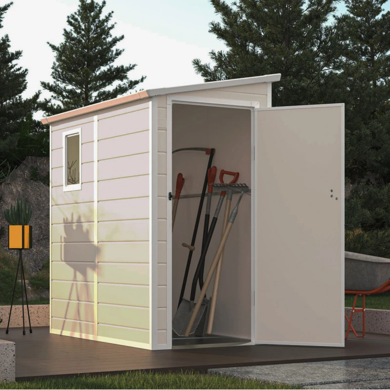 Abri De Jardin Adossé En Résine Beige 2,09m² + Kit De Fondation - Jôbu 3 Abri De Jardin Adossé En Résine Beige 2,09m² + Kit De Fondation - Jôbu