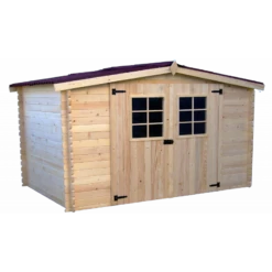 Abri De Jardin En Bois Brut 9,58m² Madriers 28mm - Habrita