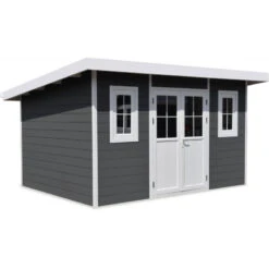 Abri De Jardin En Bois Composite 28mm Anthracite 12m² PREMIUM Toit Monopente - Woodlife Garden -Jardin Extérieur abri de jardin en bois composite 28mm anthracite 12m premium toit monopente woodlife garden 2