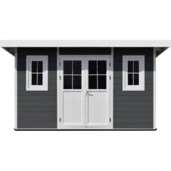 Abri De Jardin En Bois Composite 28mm Anthracite 12m² PREMIUM Toit Monopente - Woodlife Garden -Jardin Extérieur abri de jardin en bois composite 28mm anthracite 12m premium toit monopente woodlife garden 3