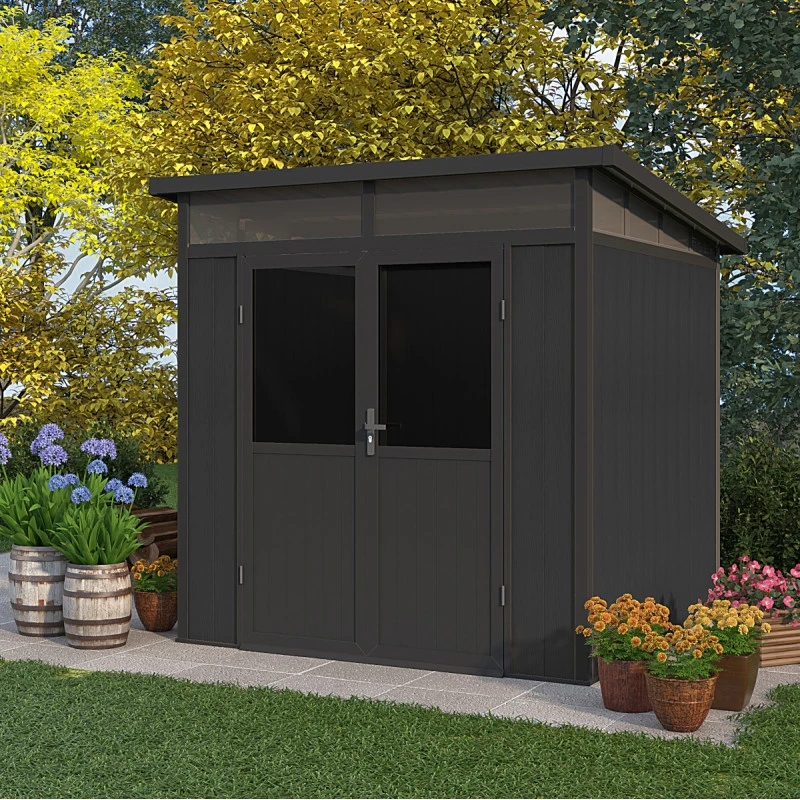 Abri De Jardin En Bois Composite 28mm Anthracite 5,28m² WINSTON Skylight - Woodlife Garden 4 Abri De Jardin En Bois Composite 28mm Anthracite 5,28m² WINSTON Skylight - Woodlife Garden – Image 2