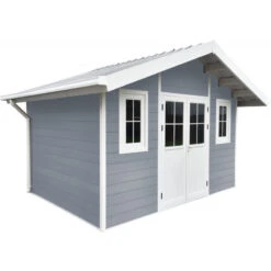 Abri De Jardin En Bois Composite 28mm Gris Clair 10,71m² PREMIUM - Woodlife Garden -Jardin Extérieur abri de jardin en bois composite 28mm gris clair 1071m premium woodlife garden 1