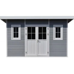 Abri De Jardin En Bois Composite 28mm Gris Clair 14,90m² PREMIUM Toit Plat - Woodlife Garden -Jardin Extérieur abri de jardin en bois composite 28mm gris clair 1490m premium toit plat woodlife garden 3