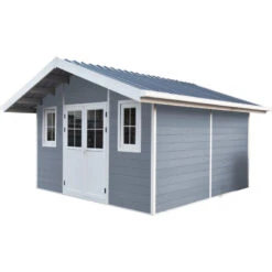 Abri De Jardin En Bois Composite 28mm Gris Clair 14,75m² PREMIUM - Woodlife Garden -Jardin Extérieur abri de jardin en bois composite 28mm gris clair 15m premium woodlife garden 1