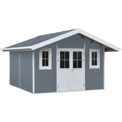 Abri De Jardin En Bois Composite 28mm Gris Clair 14,75m² PREMIUM - Woodlife Garden -Jardin Extérieur abri de jardin en bois composite 28mm gris clair 15m premium woodlife garden 2