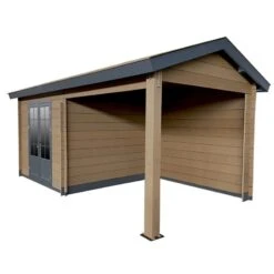 Abri De Jardin En Bois Composite Bois Vieilli 9m² + 9m² Terrasse - Woodlife Garden -Jardin Extérieur abri de jardin en bois composite bois vieilli 9m 9m terrasse woodlife 2