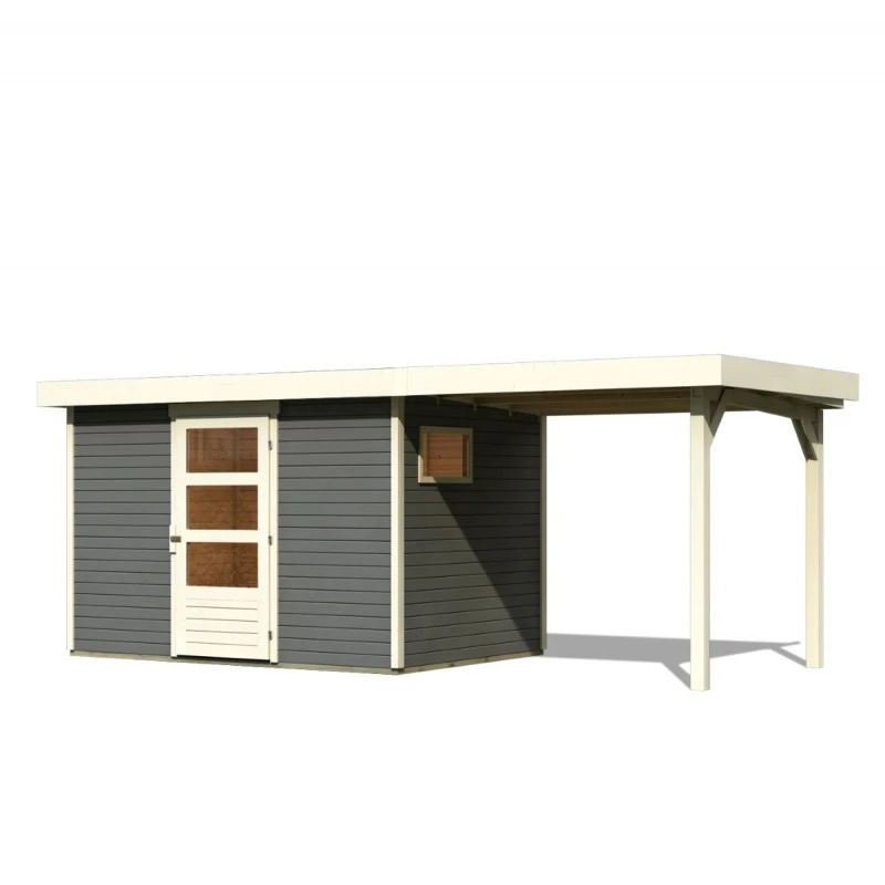 Abri De Jardin En Bois Gris Terre 6,55m² Avec Appentis De 2,40 M Freiburg 4 - Karibu 5 Abri De Jardin En Bois Gris Terre 6,55m² Avec Appentis De 2,40 M Freiburg 4 - Karibu – Image 3