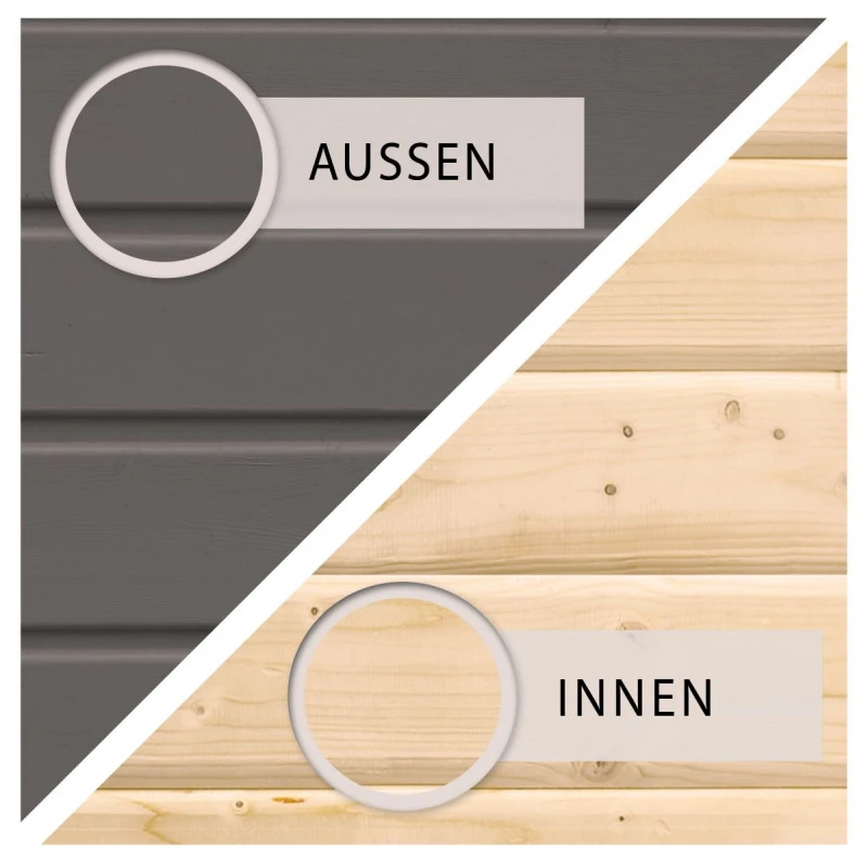 Abri De Jardin En Bois Gris Terre 6,55m² Avec Appentis De 2,40 M Freiburg 4 - Karibu 6 Abri De Jardin En Bois Gris Terre 6,55m² Avec Appentis De 2,40 M Freiburg 4 - Karibu – Image 4