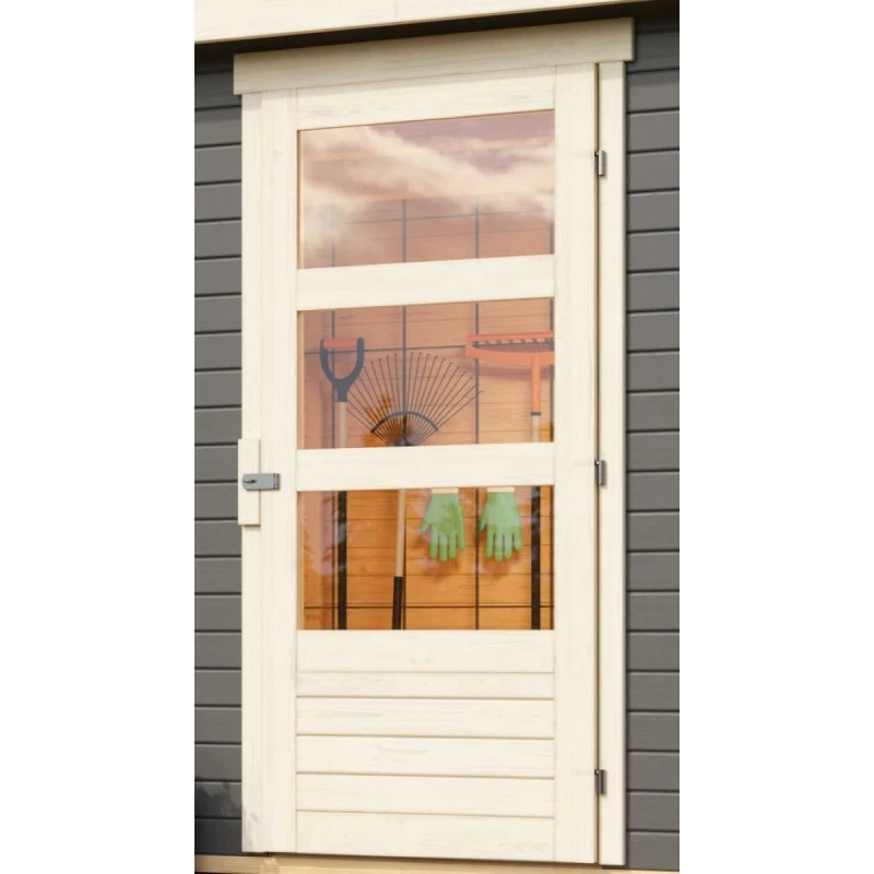 Abri De Jardin En Bois Gris Terre 6,55m² Avec Appentis De 2,40 M Freiburg 4 - Karibu 8 Abri De Jardin En Bois Gris Terre 6,55m² Avec Appentis De 2,40 M Freiburg 4 - Karibu – Image 6