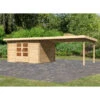 Abri De Jardin En Bois Massif 10,60m² Bastrup 7 Avec Appentis 400cm – Karibu -Jardin Extérieur abri de jardin en bois massif 1060m bastrup 7 avec appentis 400cm woodfeeling