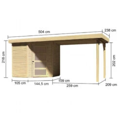 Abri De Jardin En Bois Massif 4,62m² Schwandorf 3 Avec Appentis 280cm – Karibu -Jardin Extérieur abri de jardin en bois massif 462m schwandorf 3 avec appentis 280cm woodfeeling 2
