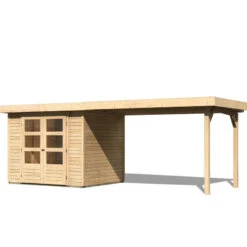 Abri De Jardin En Bois Massif 5,25m² Askola 3 Avec Appentis 280cm – Karibu -Jardin Extérieur abri de jardin en bois massif 525m askola 3 avec appentis 280cm woodfeeling 2