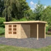 Abri De Jardin En Bois Massif 5,95m² Askola 3,5 Avec Appentis 240cm Et Paroi Arrière – Karibu -Jardin Extérieur abri de jardin en bois massif 595m askola 35 avec appentis 240cm et paroi arriere woodfeeling