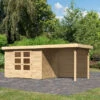Abri De Jardin En Bois Massif 6,55m² Askola 4 Avec Appentis 240cm Et Paroi Arrière – Karibu -Jardin Extérieur abri de jardin en bois massif 655m askola 4 avec appentis 240cm et paroi arriere woodfeeling
