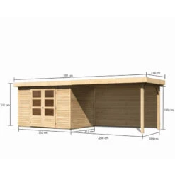 Abri De Jardin En Bois Massif 6,55m² Askola 4 Avec Appentis 280cm Et Paroi Arrière – Karibu -Jardin Extérieur abri de jardin en bois massif 655m askola 4 avec appentis 280cm et paroi arriere woodfeeling 1