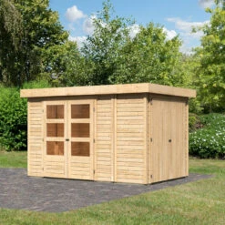 Abri De Jardin En Bois Massif 6,92m² Retola 3 Avec Armoire Intégrée – Karibu