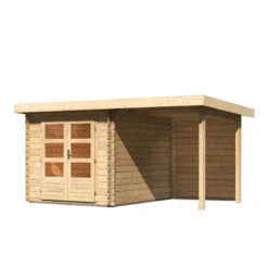 Abri De Jardin En Bois Massif 7,04m² Bastrup 4 Avec Appentis 200cm Et Paroi Arrière – Karibu -Jardin Extérieur abri de jardin en bois massif 704m bastrup 4 avec appentis 200cm et paroi arriere woodfeeling 2