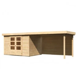 Abri De Jardin En Bois Massif 7,43m² Askola 5 Avec Appentis 280cm Et Paroi Arrière – Karibu -Jardin Extérieur abri de jardin en bois massif 743m askola 5 avec appentis 280cm et paroi arriere woodfeeling 2