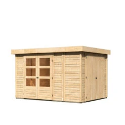 Abri De Jardin En Bois Massif 7,85m² Retola 4 Avec Armoire Intégrée – Karibu -Jardin Extérieur abri de jardin en bois massif 785m retola 4 avec armoire integree woodfeeling 2