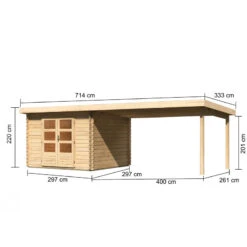 Abri De Jardin En Bois Massif 8,82m² Bastrup 5 Avec Appentis 400cm – Karibu -Jardin Extérieur abri de jardin en bois massif 882m bastrup 5 avec appentis 400cm woodfeeling 1