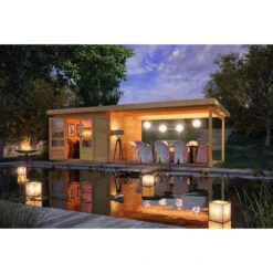 Abri De Jardin En Bois Massif 8,82m² Bastrup 5 Avec Appentis 400cm – Karibu -Jardin Extérieur abri de jardin en bois massif 882m bastrup 5 avec appentis 400cm woodfeeling 2