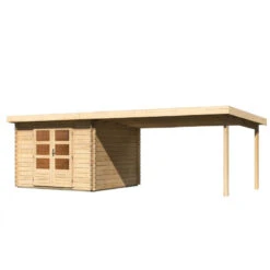 Abri De Jardin En Bois Massif 8,82m² Bastrup 5 Avec Appentis 400cm – Karibu -Jardin Extérieur abri de jardin en bois massif 882m bastrup 5 avec appentis 400cm woodfeeling 3