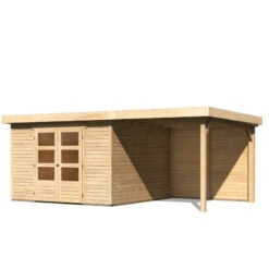 Abri De Jardin En Bois Massif 9,24m² Askola 6 Avec Appentis 240cm Et Paroi Arrière – Karibu -Jardin Extérieur abri de jardin en bois massif 924m askola 6 avec appentis 240cm et paroi arriere woodfeeling 2