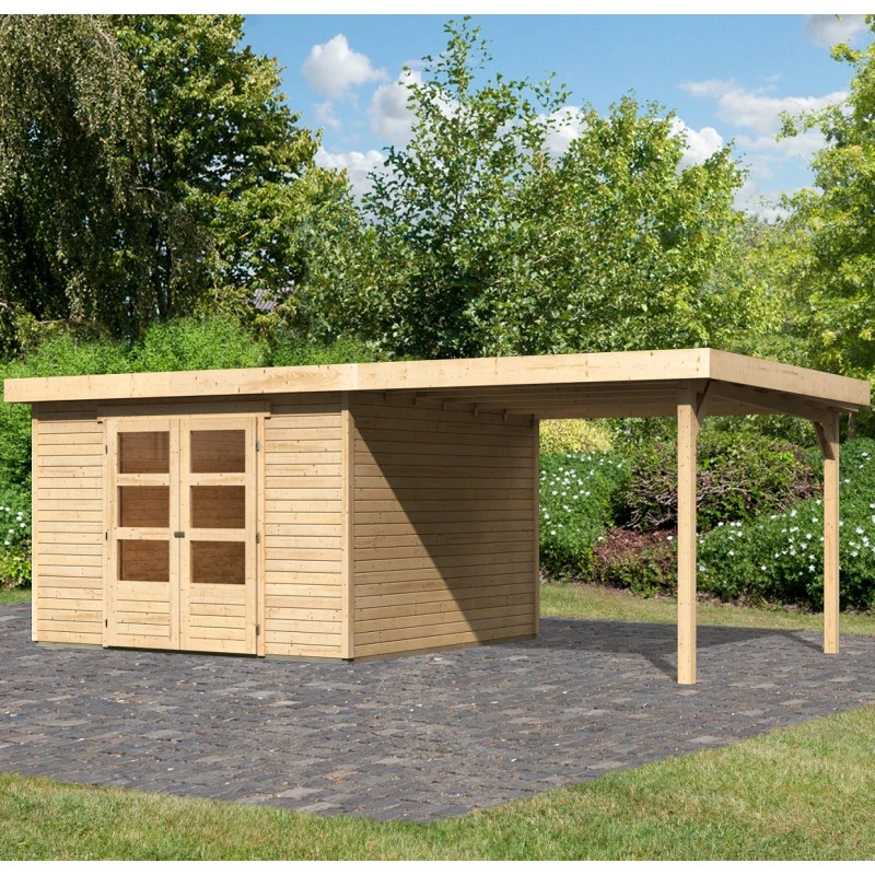 Abri De Jardin En Bois Massif 9,24m² Askola 6 Avec Appentis 280cm – Karibu 3 Abri De Jardin En Bois Massif 9,24m² Askola 6 Avec Appentis 280cm – Karibu