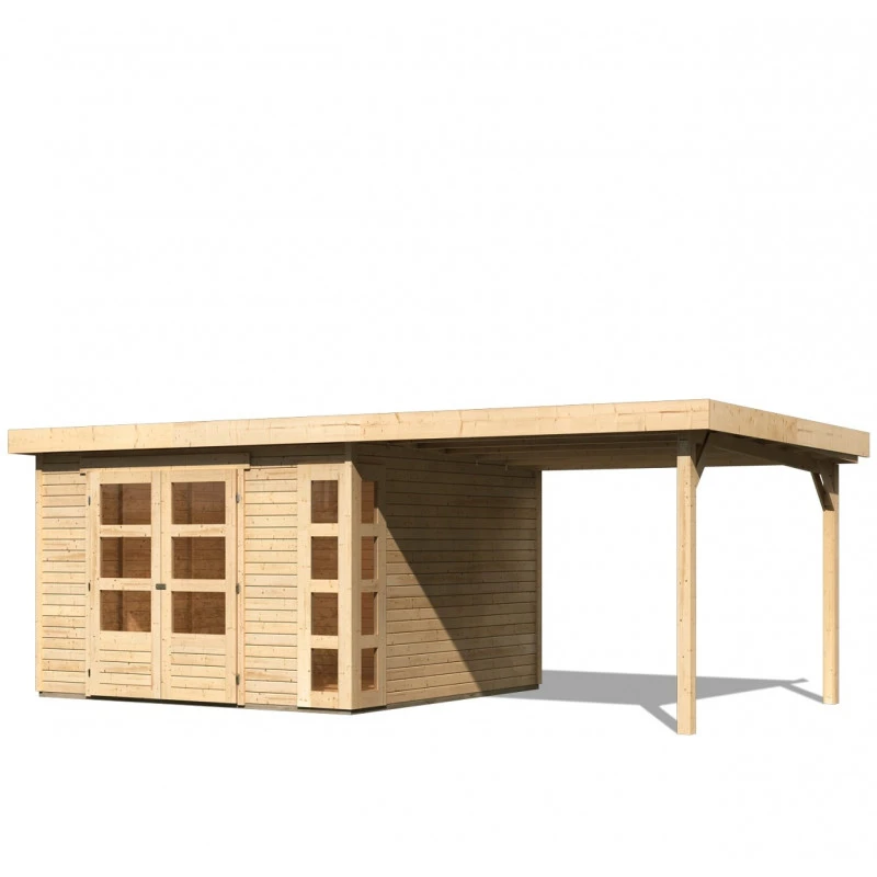 Abri De Jardin En Bois Massif 9,24m² Kerko 6 Avec Appentis 280cm – Karibu 5 Abri De Jardin En Bois Massif 9,24m² Kerko 6 Avec Appentis 280cm – Karibu – Image 3