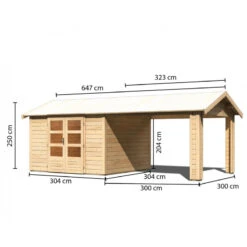 Abri De Jardin En Bois Massif 9,24m² Theres 7 Avec Un Auvent – Karibu -Jardin Extérieur abri de jardin en bois massif 924m theres 7 avec un auvent karibu 1