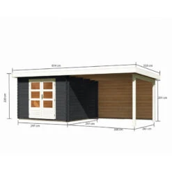 Abri De Jardin En Bois Massif Anthracite 8,82m² Bastrup 5 Avec Appentis 300cm Et Paroi Arrière – Karibu -Jardin Extérieur abri de jardin en bois massif anthracite 882m bastrup 5 avec appentis 300cm et paroi arriere woodfeeling 1