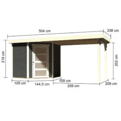 Abri De Jardin En Bois Massif Gris Terre 4,62m² Schwandorf 3 Avec Appentis 280cm – Karibu -Jardin Extérieur abri de jardin en bois massif gris terre 462m schwandorf 3 avec appentis 280cm woodfeeling 1