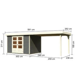 Abri De Jardin En Bois Massif Gris Terre 7,43m² Askola 5 Avec Appentis 280cm – Karibu 9 Abri De Jardin En Bois Massif Gris Terre 7,43m² Askola 5 Avec Appentis 280cm – Karibu -Jardin Extérieur abri de jardin en bois massif gris terre 743m askola 5 avec appentis 280cm woodfeeling 1