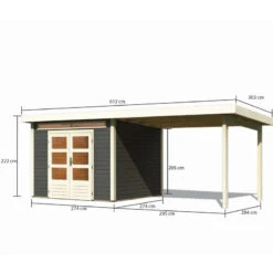 Abri De Jardin En Bois Massif Gris Terre 7,50m² Kandern 6 Avec Appentis 320cm – Karibu 9 Abri De Jardin En Bois Massif Gris Terre 7,50m² Kandern 6 Avec Appentis 320cm – Karibu -Jardin Extérieur abri de jardin en bois massif gris terre 750m kandern 6 avec appentis 320cm woodfeeling 1