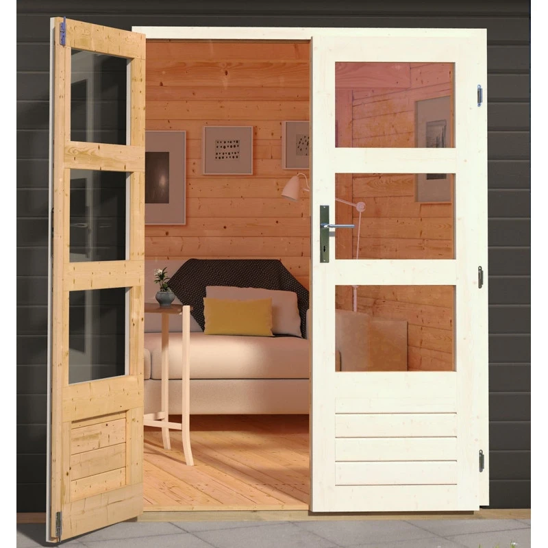 Abri De Jardin En Bois Massif Gris Terre 8,88m² Kandern 7 Avec Appentis 320cm Et Paroi Arrière – Karibu 8 Abri De Jardin En Bois Massif Gris Terre 8,88m² Kandern 7 Avec Appentis 320cm Et Paroi Arrière – Karibu – Image 6