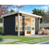 Abri De Jardin En Bois Massif Gris Terre 8,88m² Kastorf 7 – Karibu -Jardin Extérieur abri de jardin en bois massif gris terre 888m kastorf 7 karibu