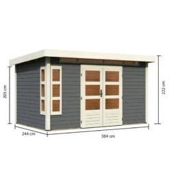 Abri De Jardin En Bois Massif Gris Terre 8,88m² Kastorf 7 – Karibu -Jardin Extérieur abri de jardin en bois massif gris terre 888m kastorf 7 karibu 3