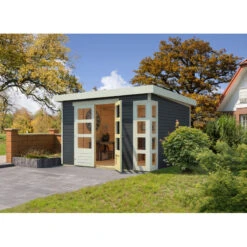 Abri De Jardin En Bois Massif Gris Terre 9,24m² Kerko 6 – Karibu -Jardin Extérieur abri de jardin en bois massif gris terre 924m kerko 6 woodfeeling 1