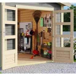 Abri De Jardin En Bois Massif Gris Terre 9,24m² Theres 7 Avec Deux Auvents – Karibu 12 Abri De Jardin En Bois Massif Gris Terre 9,24m² Theres 7 Avec Deux Auvents – Karibu -Jardin Extérieur abri de jardin en bois massif gris terre 924m theres 7 avec deux auvents karibu 4