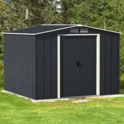 Abri De Jardin En Métal Anthracite 6,34m² - DURAMAX + Kit D'ancrage