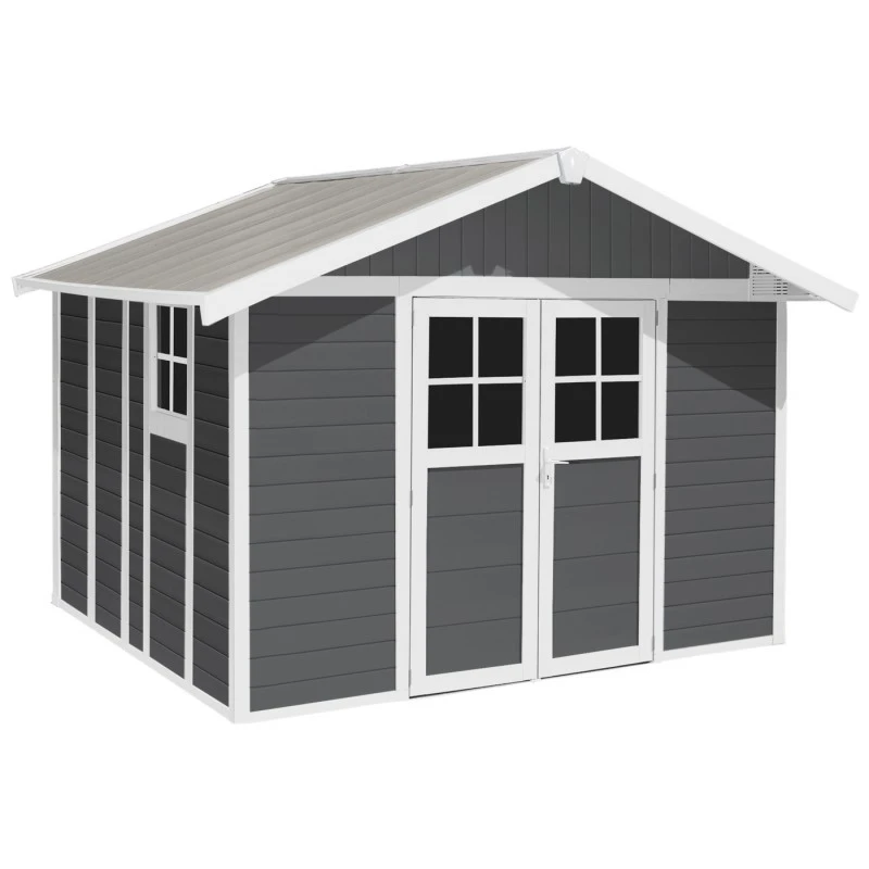 Abri De Jardin En PVC 11,2m² DECO Gris Foncé Et Blanc Grosfillex + Kit Ancrage Offert 4 Abri De Jardin En PVC 11,2m² DECO Gris Foncé Et Blanc Grosfillex + Kit Ancrage Offert – Image 2