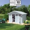 Abri De Jardin En PVC 11,2m² UTILITY Blanc Et Gris Bleu Grosfillex + Kit Ancrage Offert -Jardin Extérieur abri de jardin en pvc 112m utility blanc et gris bleu grosfillex