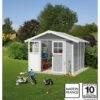 Abri De Jardin En PVC 4,9m² DECO Gris Clair Et Blanc Grosfillex + Kit Ancrage Offert -Jardin Extérieur abri de jardin en pvc 49m gris clair et blanc grosfillex