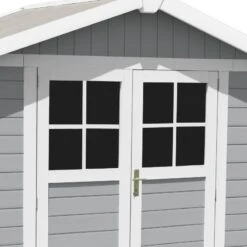 Abri De Jardin En PVC 4,9m² DECO Gris Clair Et Blanc Grosfillex + Kit Ancrage Offert -Jardin Extérieur abri de jardin en pvc 49m gris clair et blanc grosfillex 2